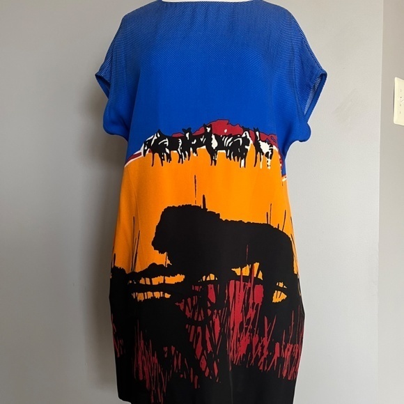 Diane von Furstenberg Harriet Runway Lion Landscape Print Shift Cocktail‎ Dress - Picture 14 of 16